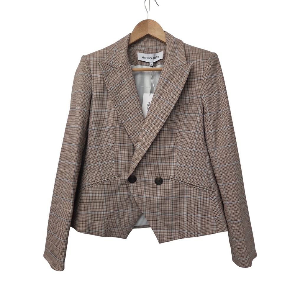 Veronica Beard Rickie Cropped Dickey Jacket Womens 8 Hazelnut NWT $698